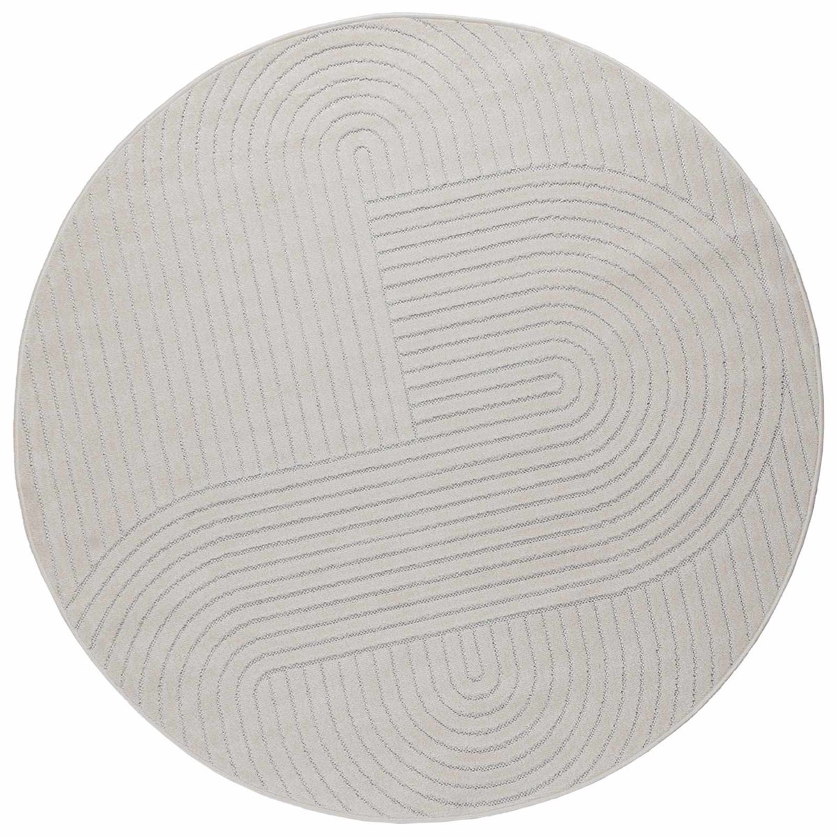 vidaXL Binnen- - en - buitenkleed - PALMERAS - Crème - Ø - 120 - CM - Polyester