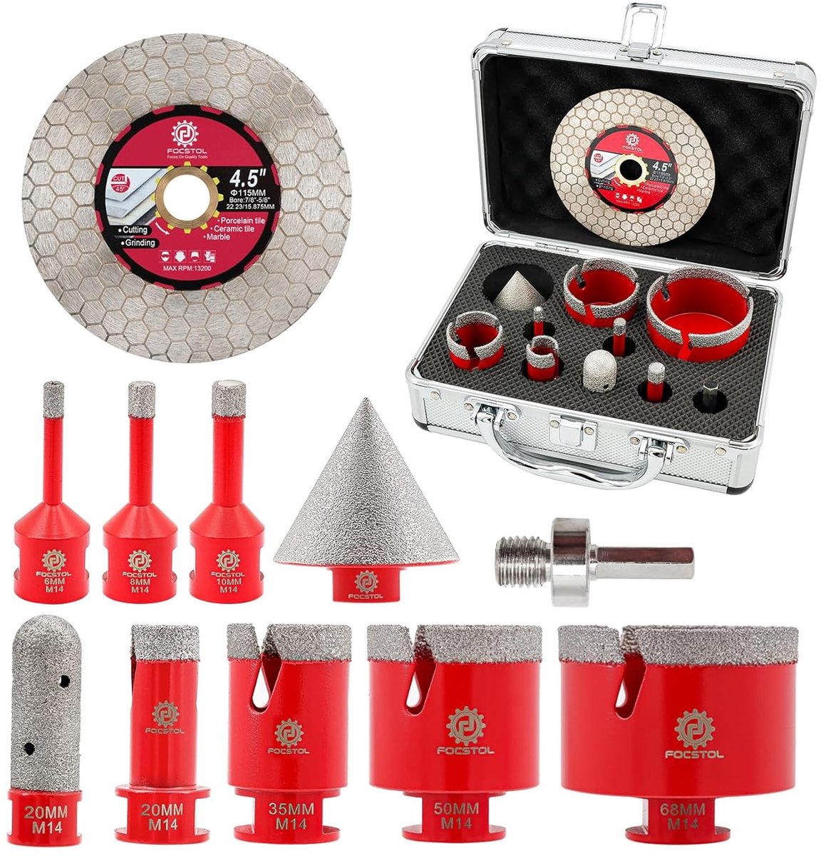 Diamant tegelboorset - Diamantboren set - Tegels Boren - Vacuüm Gesoldeerd - 10 stuks - Zilver
