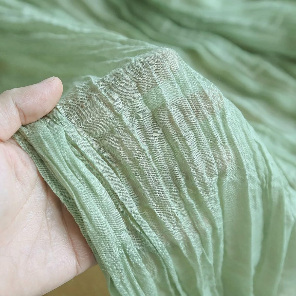 Set van 2 Saliegroene Kaasdoek Tafellopers 90x300cm - Boho Rustieke Tafondecoratie