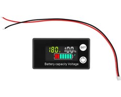 Aventrix Batterijcapaciteitsmonitor 10-100V – LCD Batterij Monitor & Accu Spanningsmeter – Voltmeter Percentage Indicator – Alarm & Temperatuur – 12V 24V 36V 48V 60V 72V 96V Batterij Tester