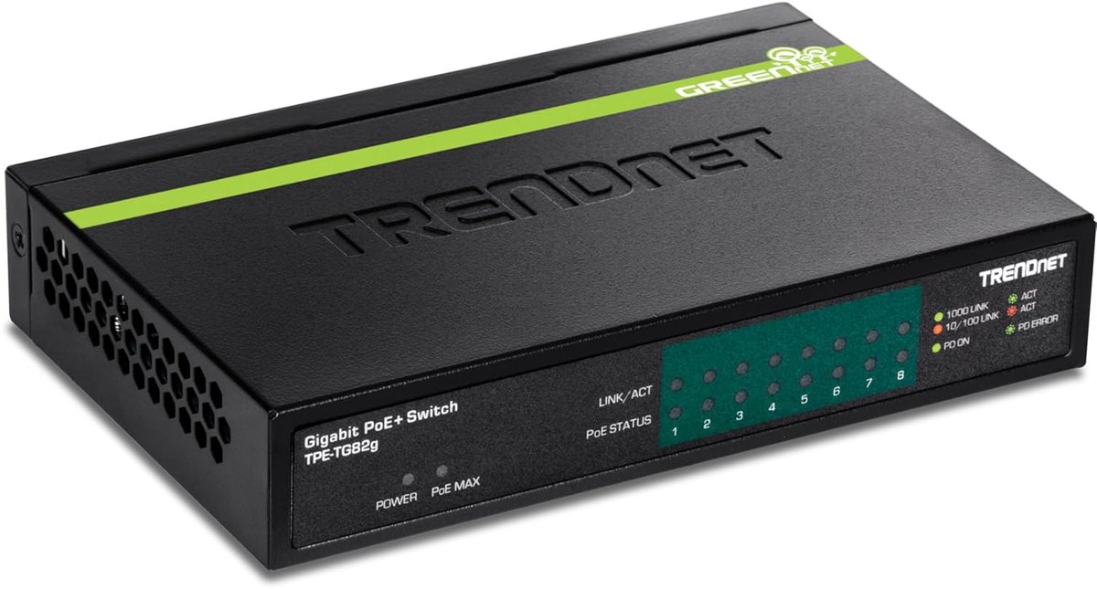 8-Poorts Gigabit PoE+ Switch met 61W Vermogen en Plug & Play
