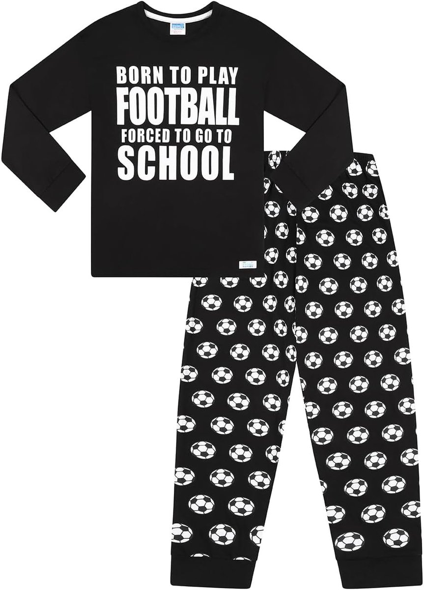 Kinder Pyjama Lange Set Katoen Voetbal School Jongen