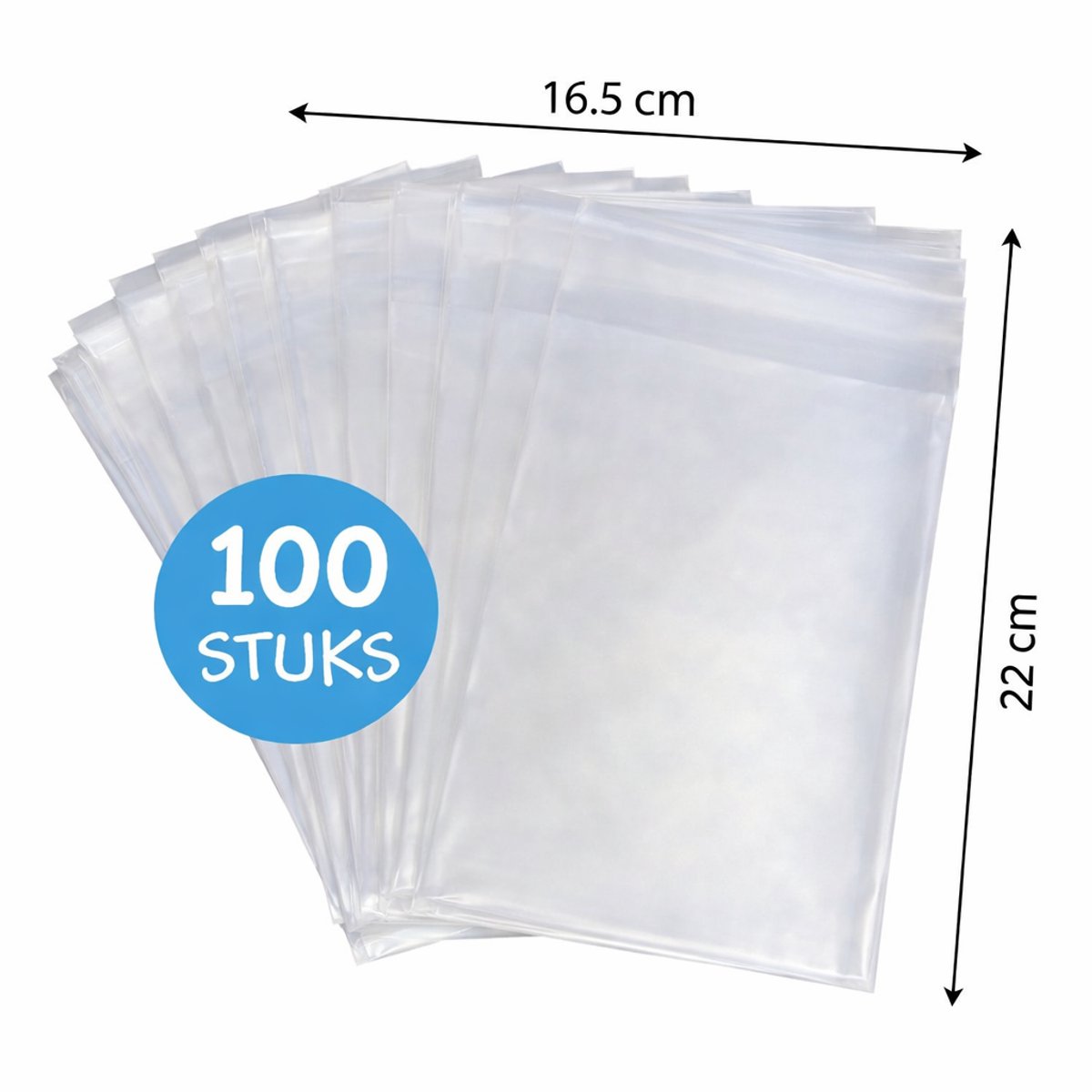 100 x Zakjes met plakstrip - 16.5cm x 22cm | Uitdeelzakjes | Plastic Zakjes | Uitdeelzakjes voor kinderen | Cadeauzakjes | Inpakzakjes | Traktatie zakjes | Verpakkingszakjes voor Uitdeelcadeaus
