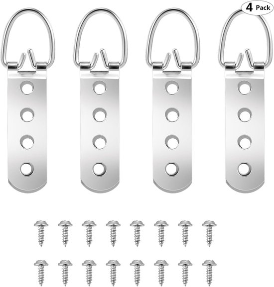Robuuste D-vormige fotohangers met extra sterke haken voor schilderijen en fotolijsten