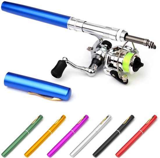 Pen Hengel Set – 1.4 m – Telescopische Mini Hengel – Met Spinning Reel – Voor Reizen en Outdoor Vissen