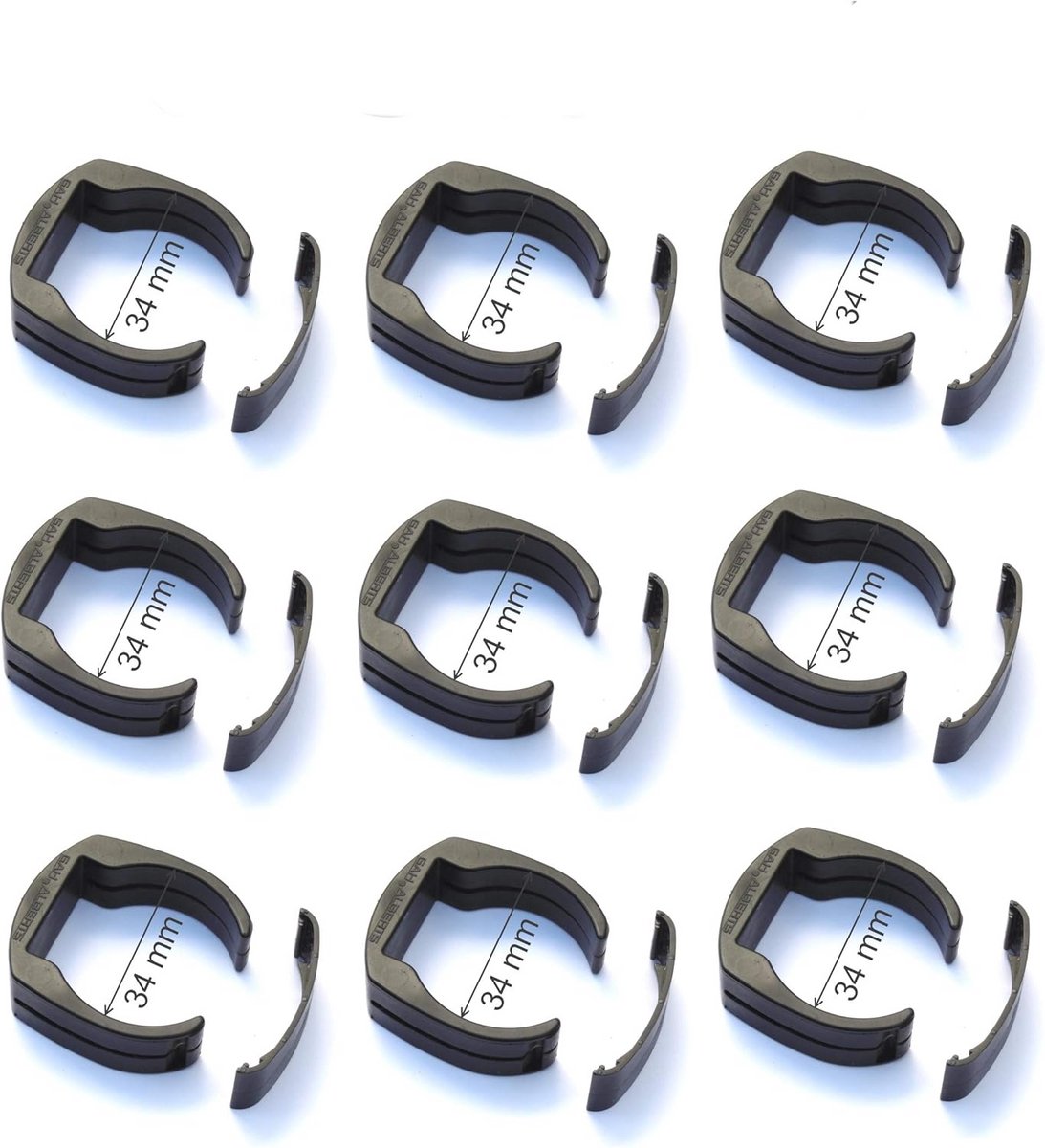 9x Clips voor bevestigen tuingaas aan palen Ø34mm - Antraciet Grijs RAL 7016