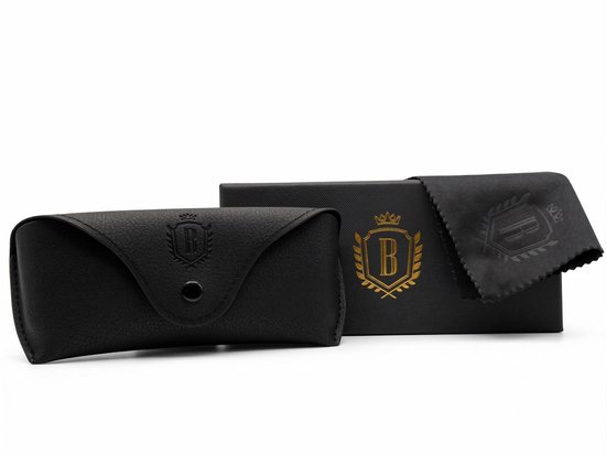 Bèlfort Zonnebril Monarch - Heren - Rond - Gepolariseerd UV400 - Half Omrand Klassiek Design - Zwart - Gestreept Panterprint - Normale Pasvorm - Vierkant / Ovaal Gezicht - Inclusief Luxe Opberg Case van Merkloos — afbeelding 4