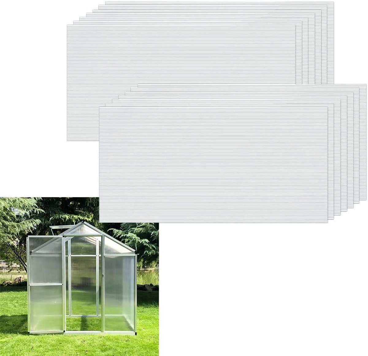 14x Transparante Polycarbonaat Platen 4mm Dubbelwandig voor Broeikas