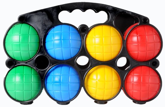 Jeu de Boules Set – 8 Kunststof Ballen – Inclusief Buts & Houder – Pétanque - Boules - Ø 69 mm – Voor Kinderen & Recreatief Gebruik – Longfield