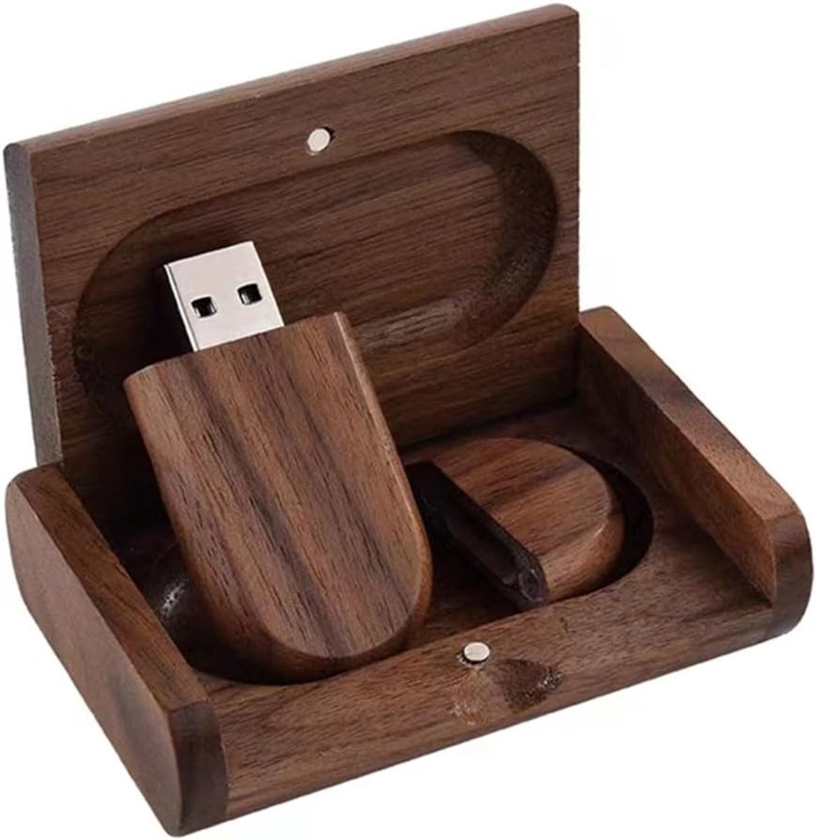 Houten USB Stick - Geheugenstaafje Opslag - Bestanden Overzetten - Inclusief Houten Doosje - USB 2.0 4GB - Walnoot