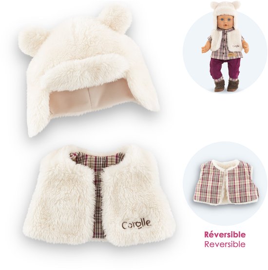 Corolle poppen winterset 36cm - omkeerbaar vestje en berenmuts. — afbeelding 5