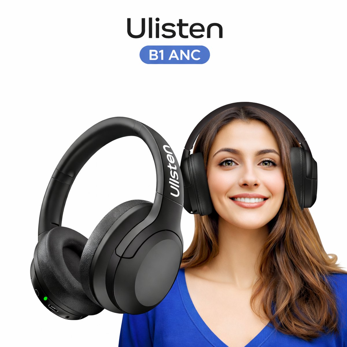 Ulistin - Noise cancelling hoofdtelefoon - Koptelefoon Draadloos - Bluetooth - Over-ear
