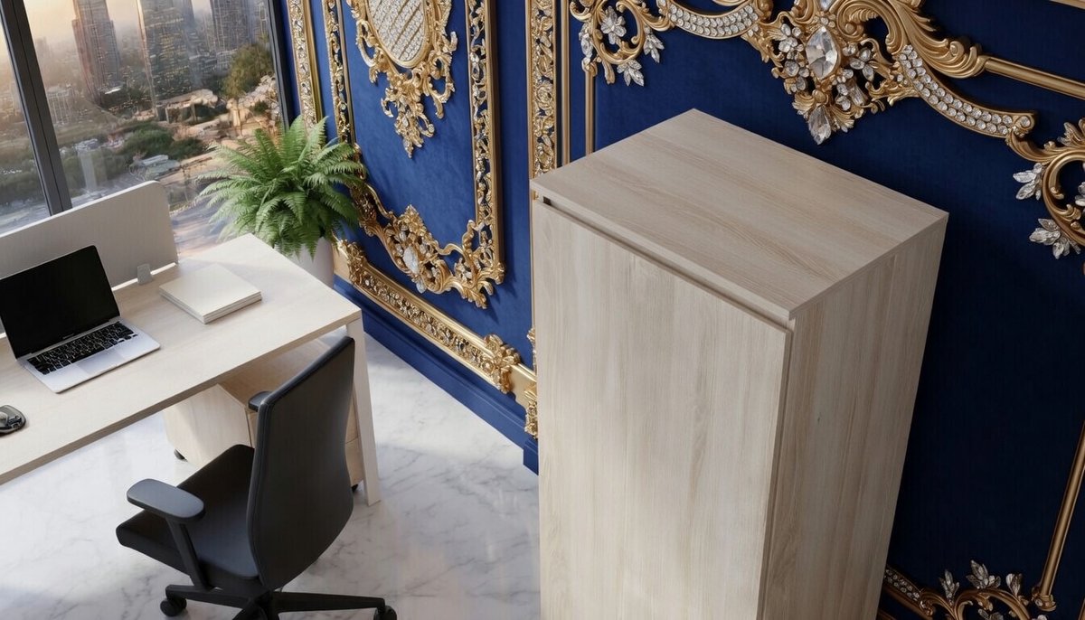 Kledingkast Casa Velluto Eleganto – Linnenkast met 3 Lades en Open Plank – Garderobekast 50x180,5x40 cm – Eiken Sonoma – Moderne Opbergkast voor Slaapkamer, Kinderkamer of Gang