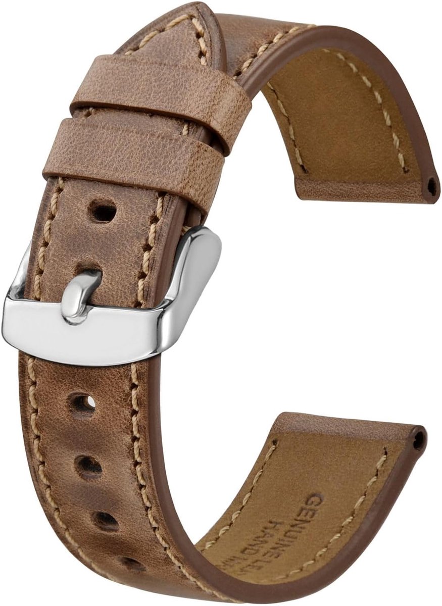 Leren Horlogeband - Vintage Band - Dagelijks Gebruik - Taps Toelopend Design - 18-24 mm - Bruin