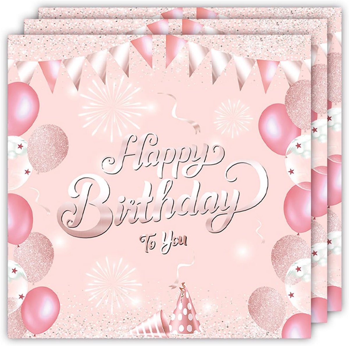 20 Roze Servetten met 'Happy Birthday' - Feestservetten voor Verjaardagen