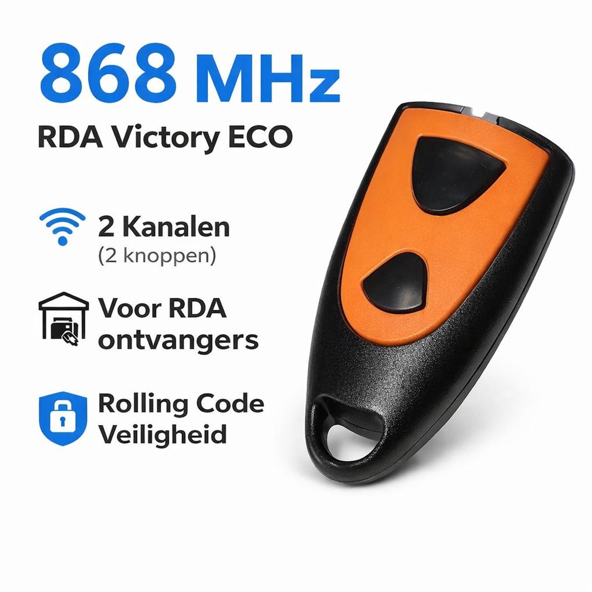 RDA Victory ECO Handzender - 2-Kanaals 868 MHz - Compatibel met RDA Ontvangers