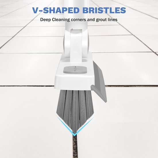 V-Vormige Voeg Borstel met Lange Steel voor Tegels en Vloeren - Draaibare Schrobborstel met Stugge Haren van Merkloos	 — afbeelding 2