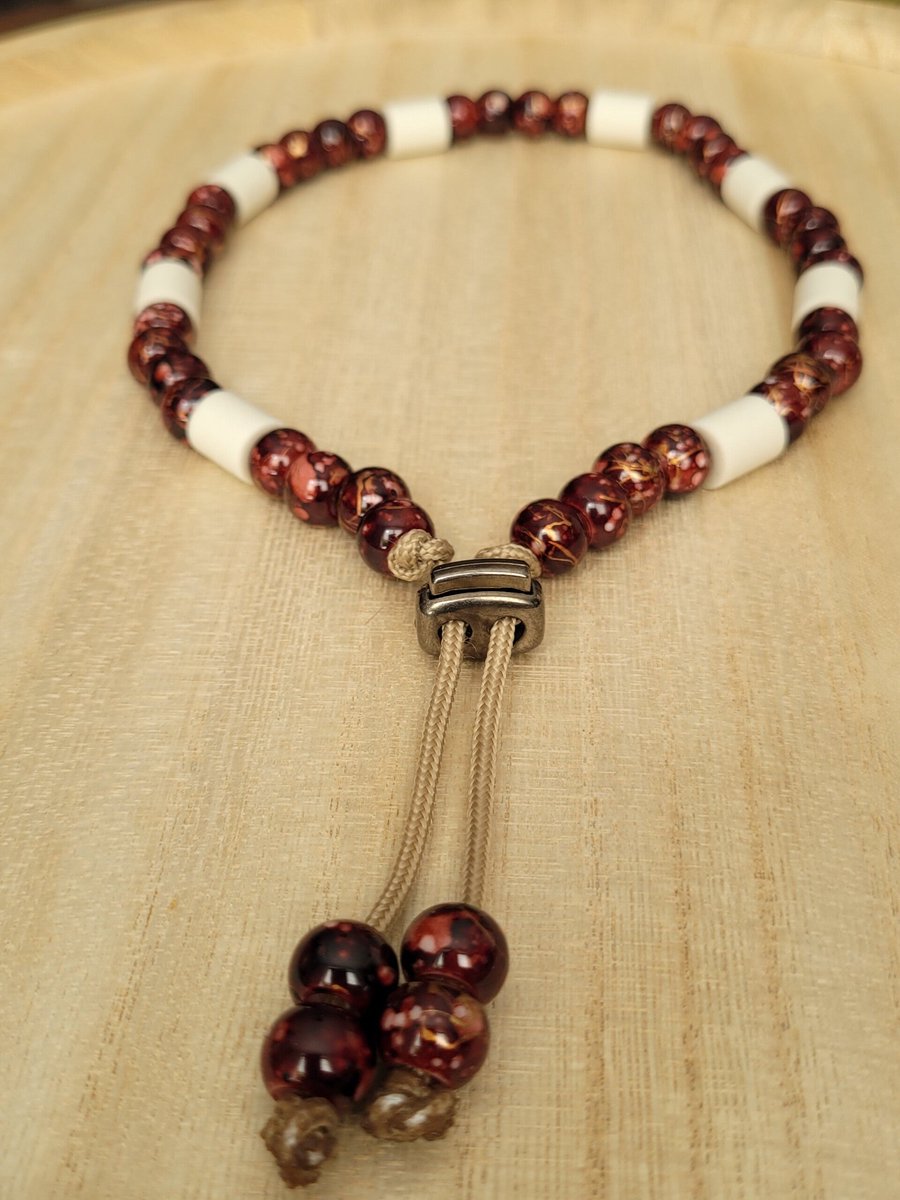 Anti Vlooienband / Tekenband EM-X Kralen 30-40cm ROOD/BRUIN (GEEN RECHT OP RETOUR)
