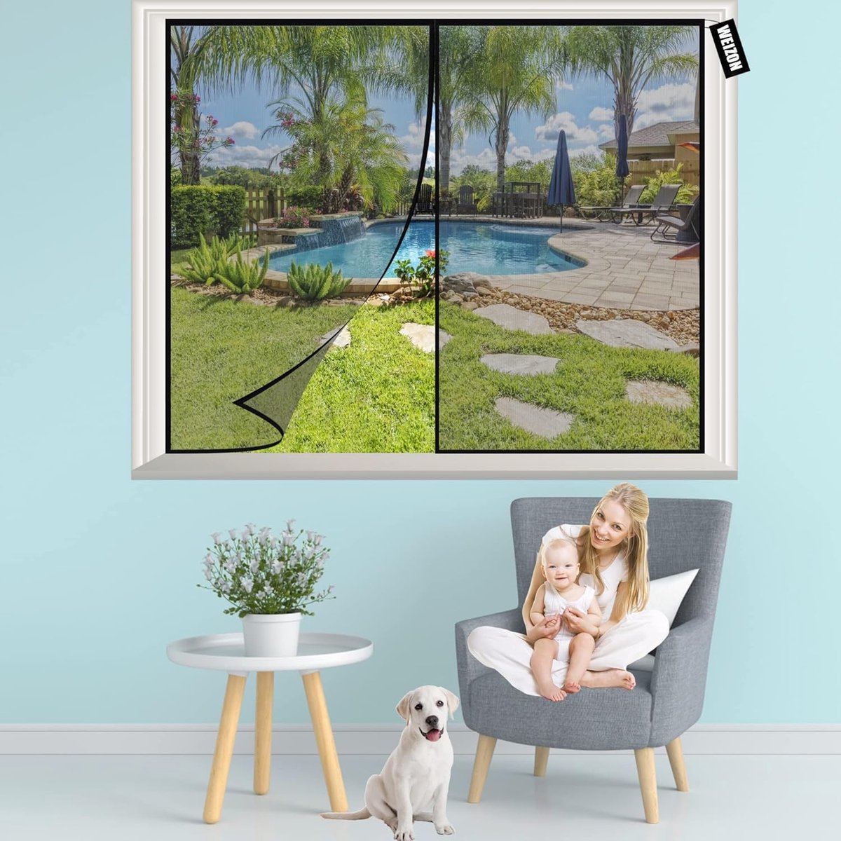 Magnetisch Vliegenhor Raam 60x70cm Zelfsluitend met Sterk Gaas tegen Muggen en Ongedierte Zwart