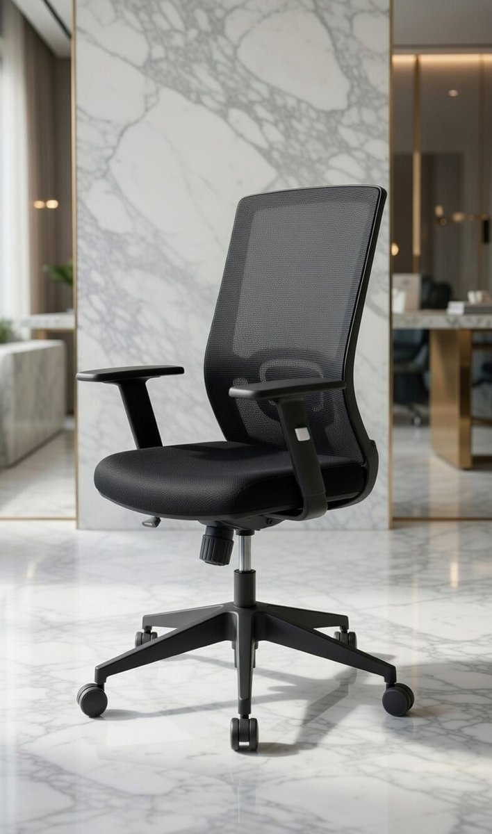 Ergonomische Bureaustoel Zonder Armleuningen – Casa Serena StartPro Compact & Comfort – Mesh Rug, Lendensteun Verstelbaar, Stil op Alle Vloeren – Geschikt voor Thuiskantoor en Bedrijven tot 125 kg ...