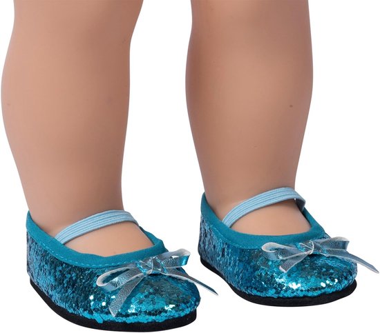 Blauwe Glitter Schoentjes voor 46 cm Poppen - Modieuze Poppen Accessoires van Merkloos — afbeelding 2