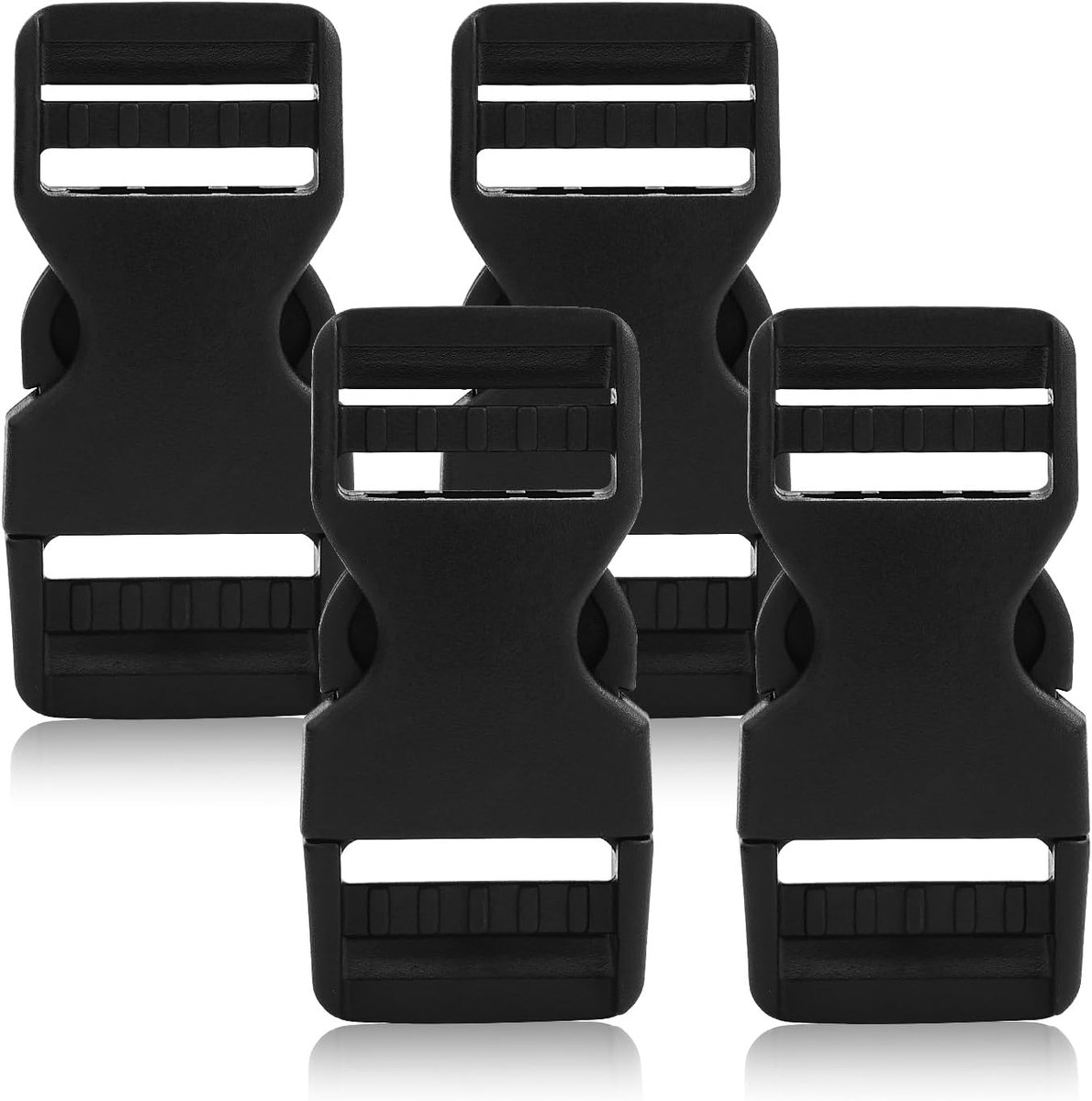 4x Zwarte Quick Release Gespen (25mm) - Verstelbare Snelsluitclip voor Tassen en Riemen