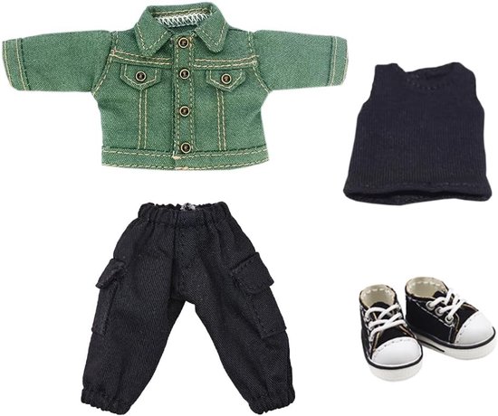 1/12 BJD Pop Kleding Set Denim Outfit met Jas, Vest, Zak en Schoenen van Merkloos — afbeelding 4