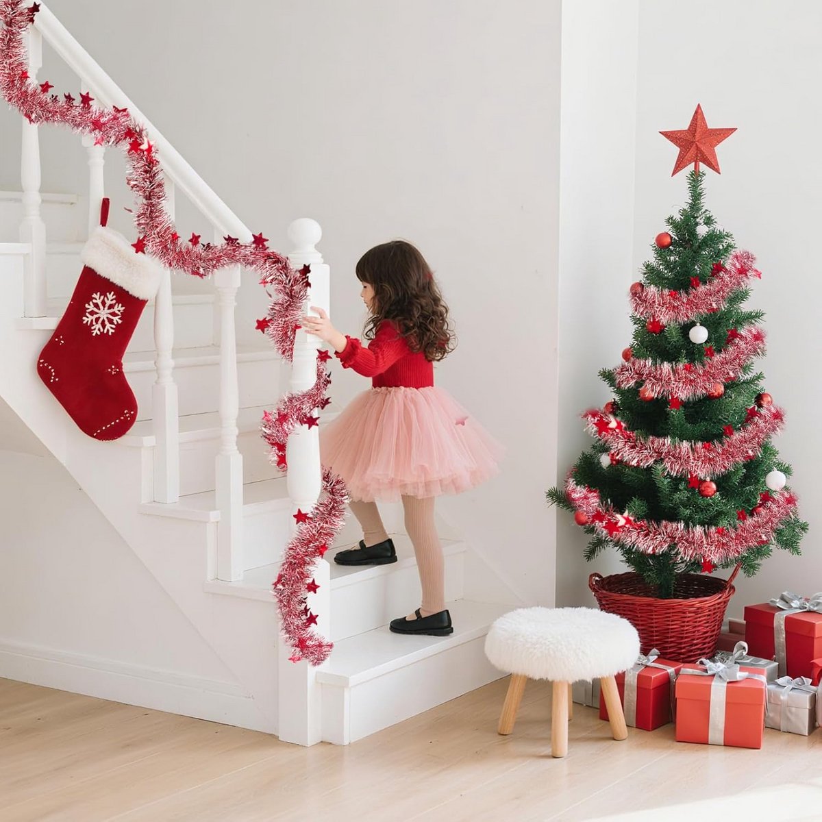 Metalen Kerstguirlande met Glitter voor Binnen, Open Haard en Kerstboom – foto 7