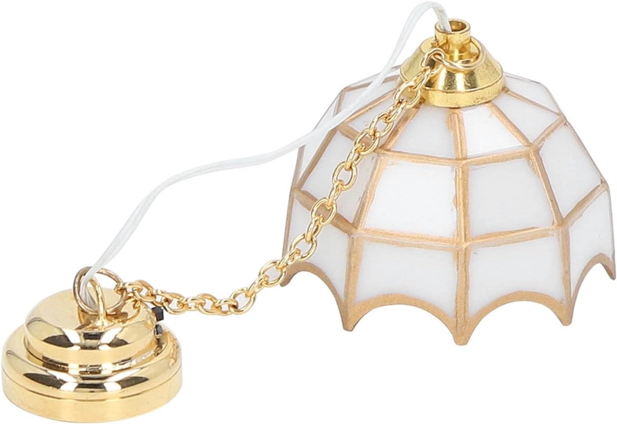 Poppenhuis Plafondlamp - Miniatuur Verlichting - Poppenhuis Decoratie - Schaal 1:12 Model - 10cm Hoog - Wit
