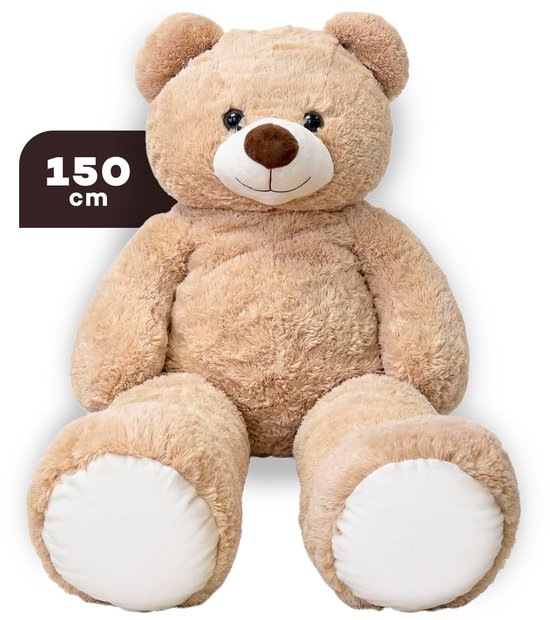 YellowPack XXXL Knuffel beer 150 cm Beige – Grote Teddybeer – Mega Knuffelbeer – Zachte Pluche Knuffel – Grote Knuffelbeer Cadeau voor Kinderen