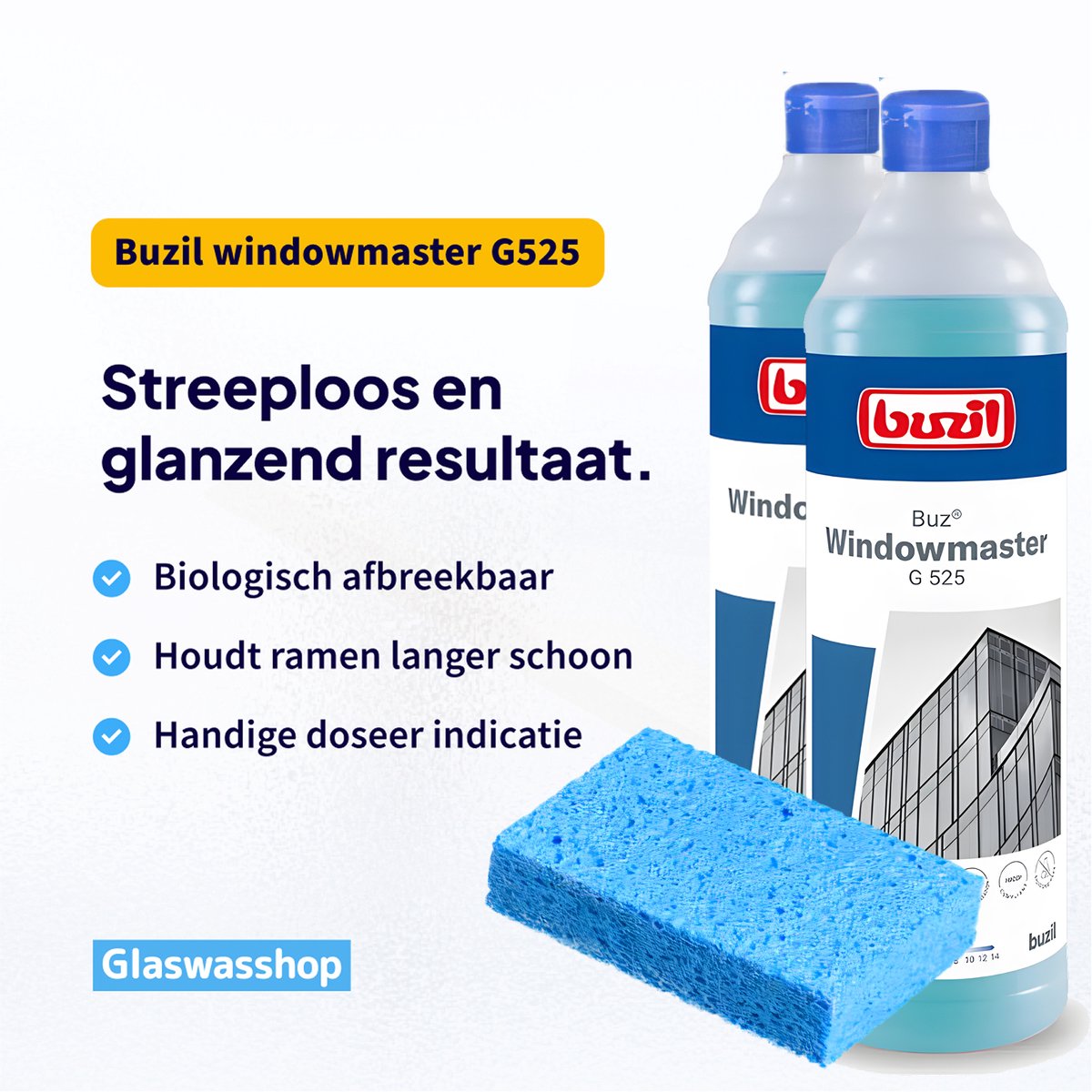 Glaswasshop - Buzil Windowmaster G 525 - 2 stuks - incl. spons