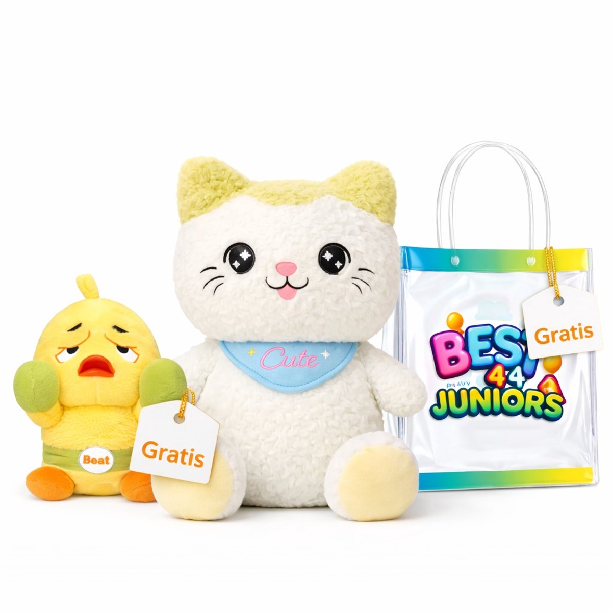 Pluche Kat Knuffel 45 cm – Superzachte Kat van Best4Juniors + Speelgoedtasje | Perfect Cadeau voor Baby & Kind