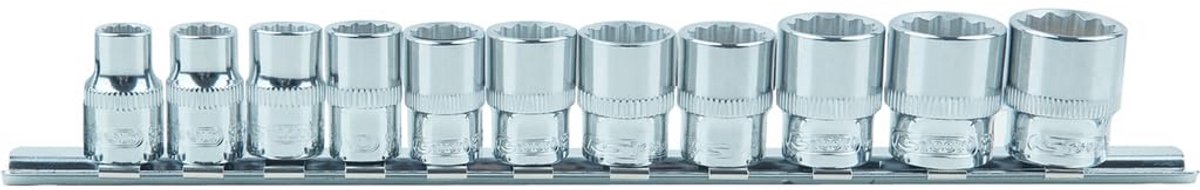 Dopsleutelset 11-delig - 3/8" Twaalfkant Lang - Matrvorm - 8-19mm
