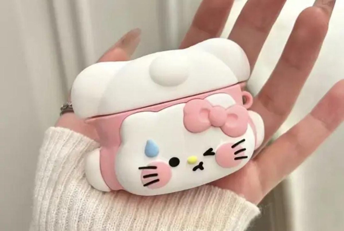 Apple AirPods 3 Hoesje – Cute Cat Siliconen Case – Roze Beschermhoes met Sleutelhanger – voor AirPods 3