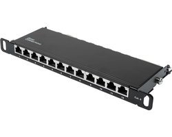 10 Inch Netwerk Patchpaneel Cat. 6 Afgeschermd 12 Poorten Toolless