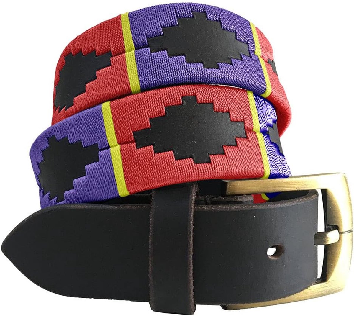 Luxe Bruine Leren Riem Unisex met Uniek Geborduurd Design - Voor Heren en Dames