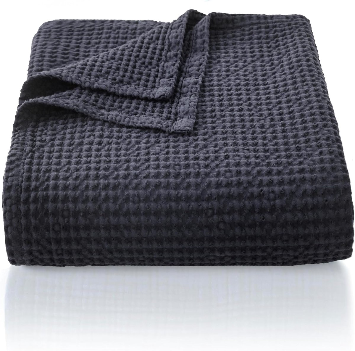 Luxe Katoenen Wafel Plaid 150x200 cm - Zacht en Ademend Antraciet Woondeken