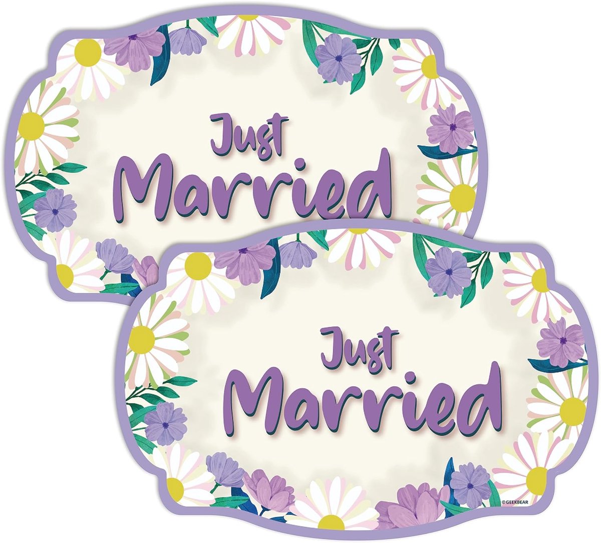 Just Married Auto Magneet (2 Stuks) voor Bruiloft en Huwelijksreis