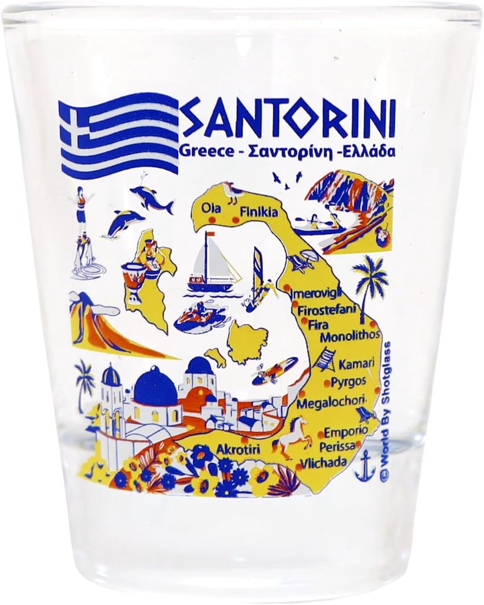 Souvenir Borrelglas Santorini Griekenland - Monumenten en Pictogrammen Glas