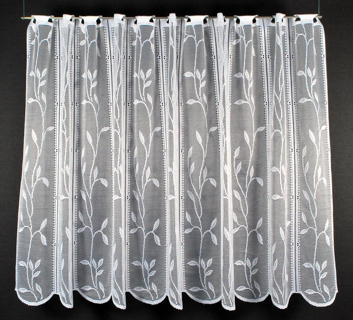 In Between Gordijn Wit met Bladpatroon 90 cm Hoog - Op Maat Te Bestellen per 14,5 cm