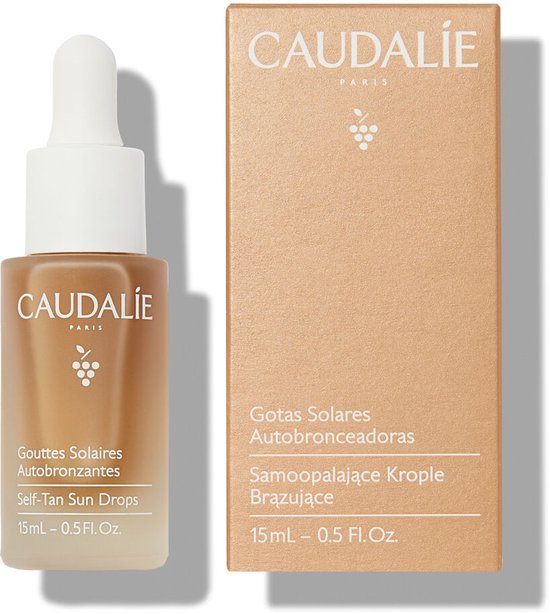 Caudalie zonne druppels voor het gezicht met pompje en doosje, 15ml.