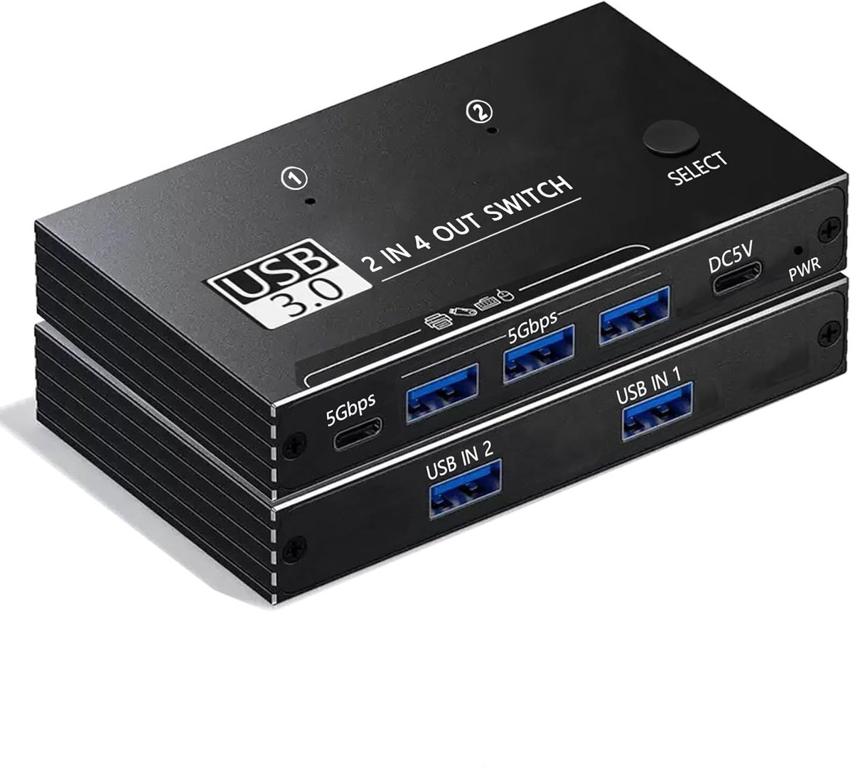 USB 3.0 KVM Switch Selector voor 2 PC's: Delen van Muis, Toetsenbord en Printer