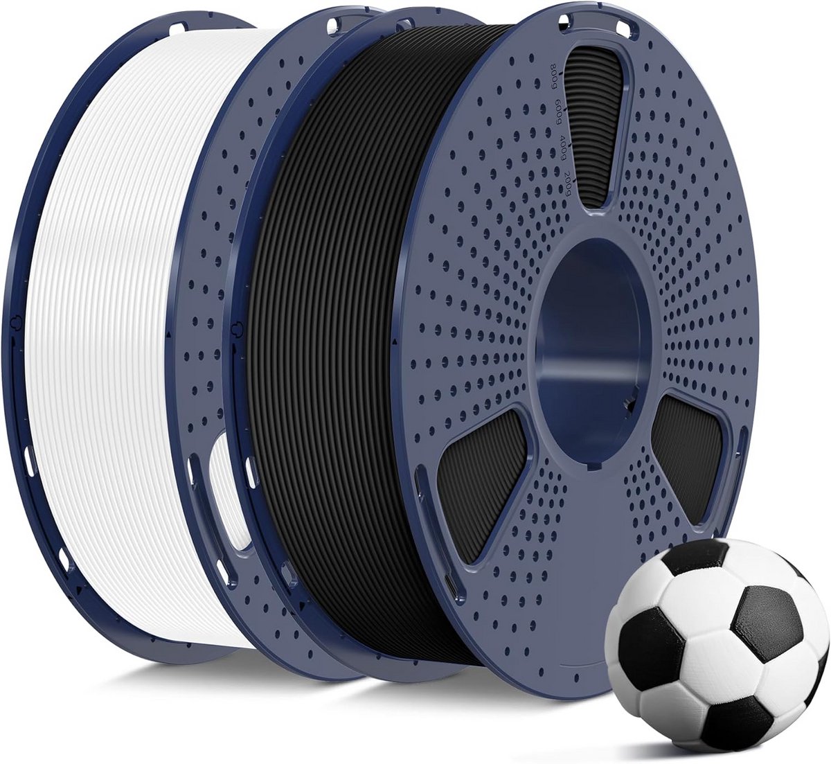 Matte PLA Filament 1.75mm 2kg Set - Zwart & Wit - 3D Printer Filament met Premium Oppervlak