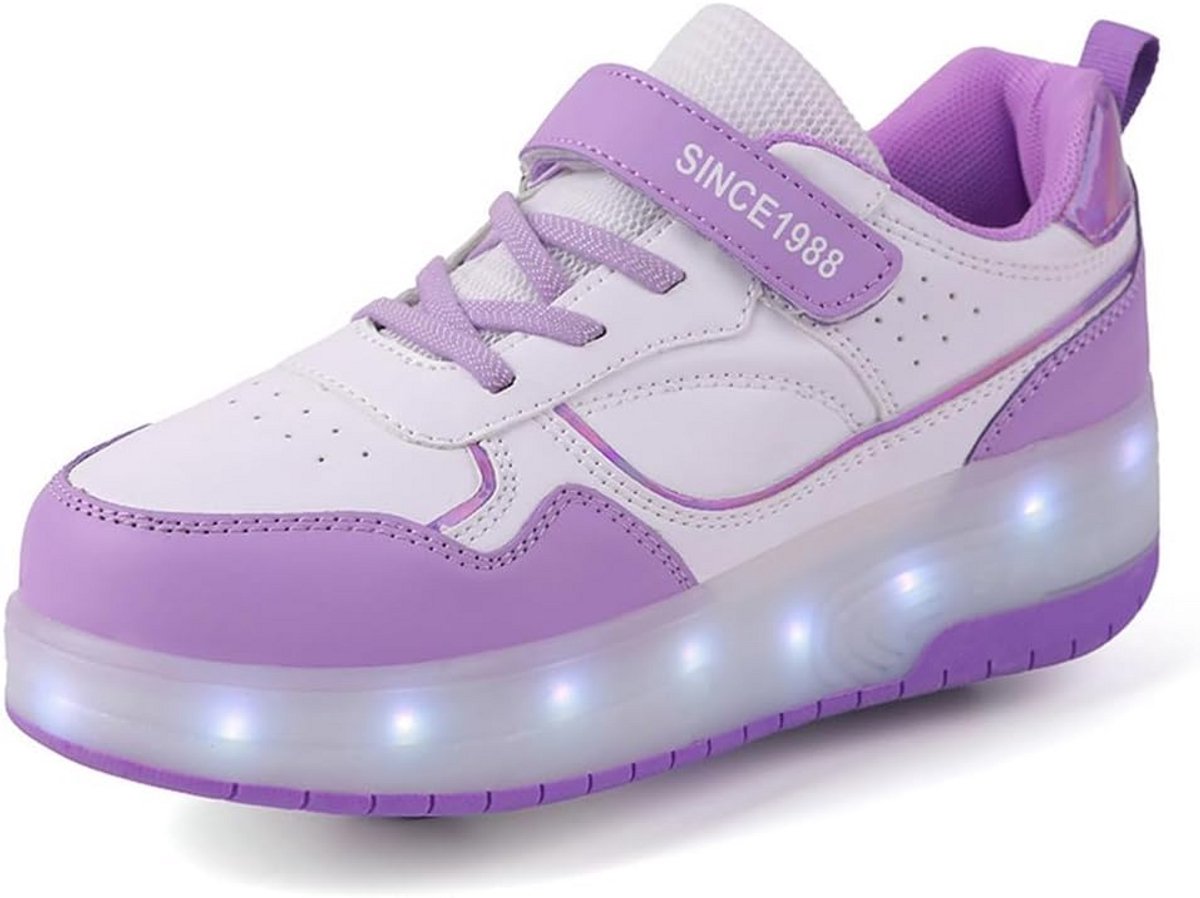 Multifunctionele Sneakers met Wieltjes: Inschuifbare Rolschaatsen voor Kinderen en Volwassenen Paars