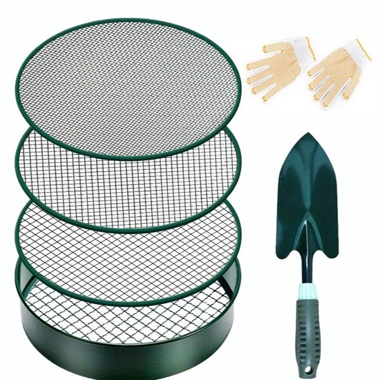 Glayent Set bodemzeefjes met maaswijdte van 5 mm, 3 mm, 1 mm, tuinzeef
