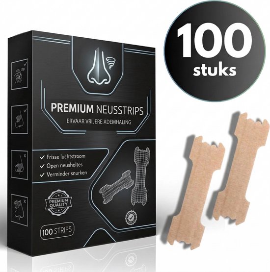 Neusstrips 100 stuks - 3 Maanden Voorraad tegen Snurken, voor Sport & Betere Slaap - Zwarte Anti-Snurk Pleisters
