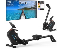 MERACH Roeimachine voor thuis - Inklapbaar Roeitrainer met 16 weerstandsniveaus - Bluetooth-verbinding - Compatibel met Kinomap - Tablet- en flessenhouder - LCD-display - Stille werking - Snelle montage - Ruimtebesparend - Belastbaar tot 158 kg