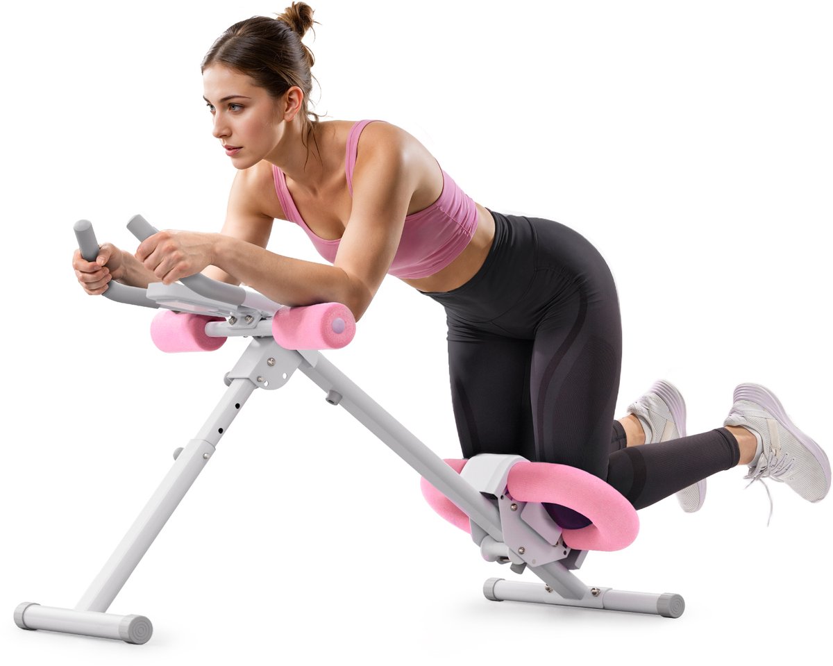MERACH Buikspiertrainer Wit - Verstelbare AB-trainer met LCD Scherm - Compact Ontwerp voor Thuisgebruik - Kniebescherming & Belastbaar tot 200 kg