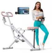 MERACH Buiktreiner buikspiertrainer - rugtrainer met tablethouder - LCD-monitor - 3 verstelbare weerstandsbanden - hometrainer inklapbaar - verstelbare zitting - full-body training - tot 158 kg