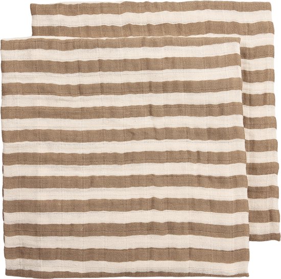 Hydrofiele doeken pre-washed Fat Stripe Taupe 30x30cm - 2-Pack — afbeelding 2
